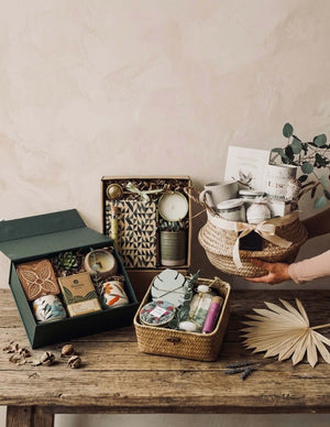 Beautifully designed gift boxes, part of the All Gifts for occasions collection, featuring artisanal products.