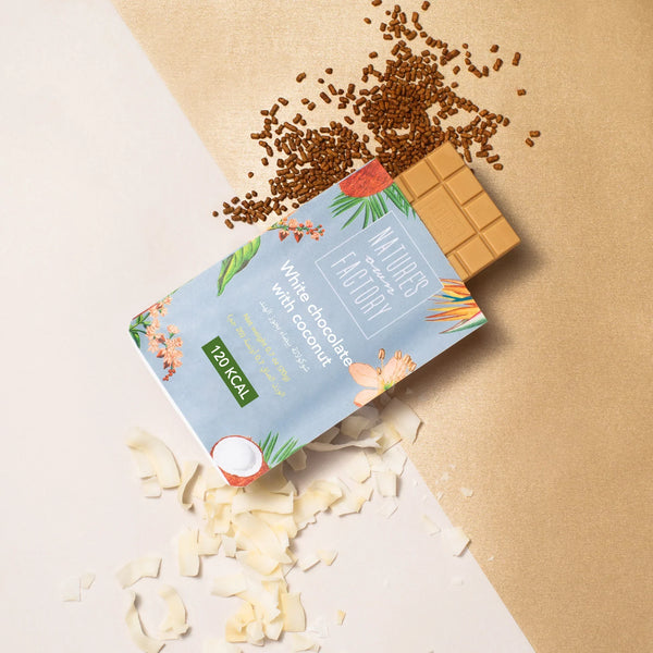 White Chocolate with Coconut - 120Kcal - Gluten Free - No Refined Sugar