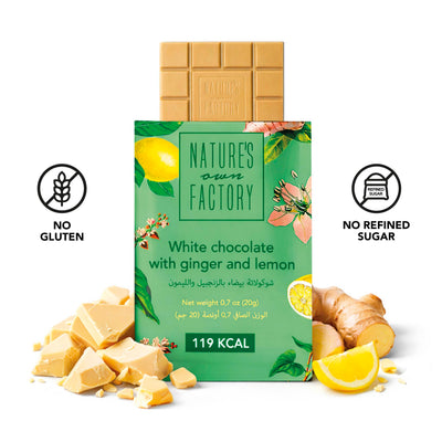 White Chocolate with Ginger & Lemon - 119Kcal - Gluten Free - Vegan