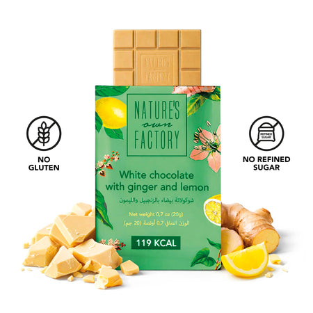 White Chocolate with Ginger & Lemon - 119Kcal - Gluten Free - Vegan